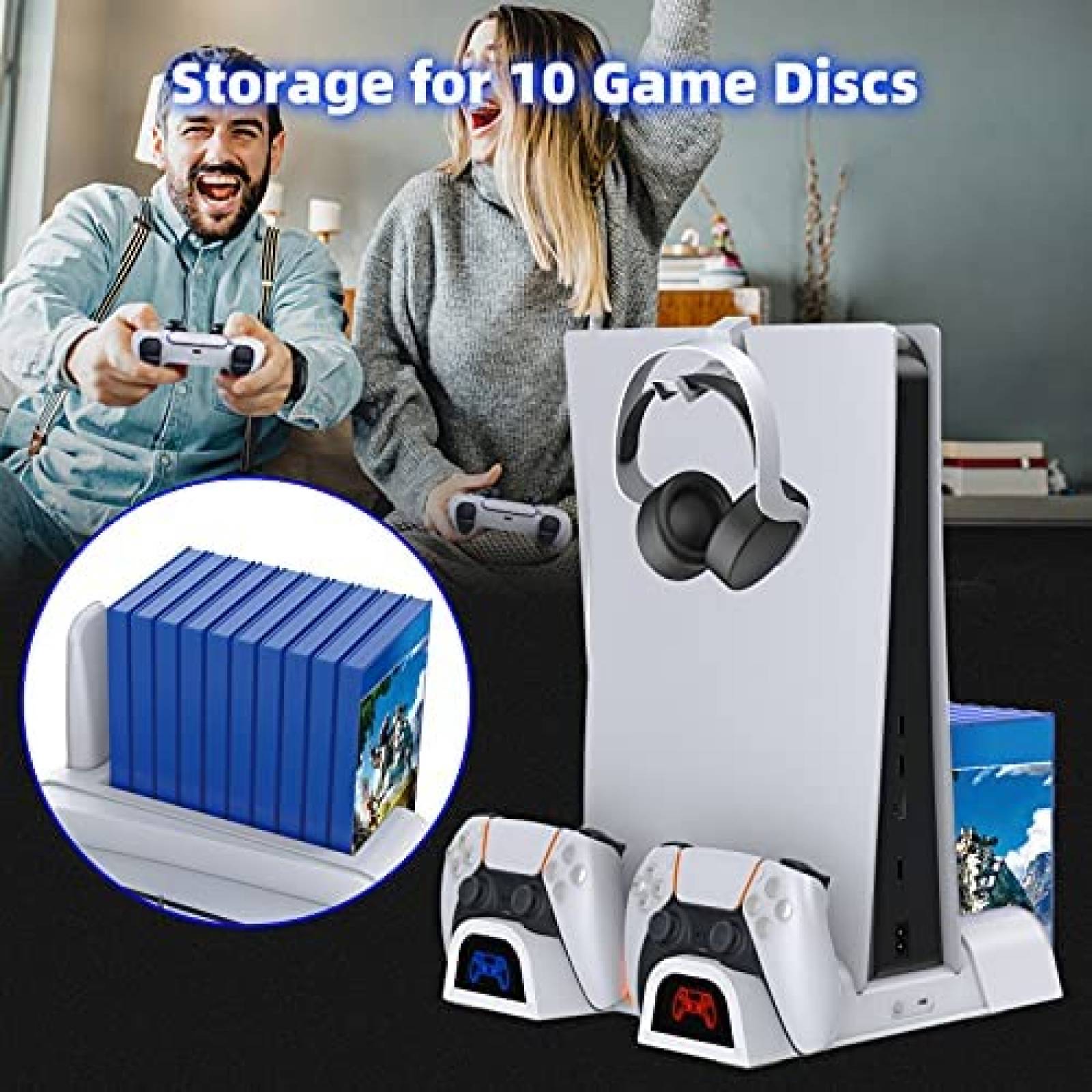 Soporte vertical para accesorios NexiGo PS5 -Blanco