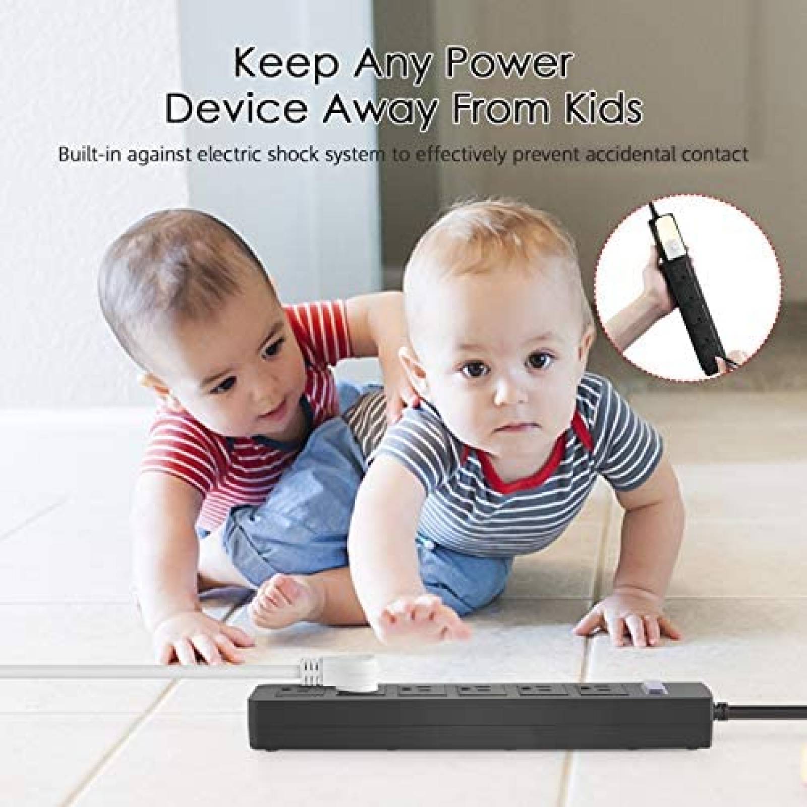 Tira de alimentacion CCCEI impermeable con 6 tomacorrientes