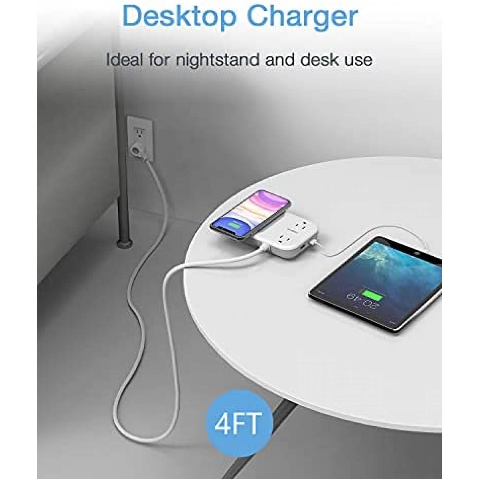 Multicontacto TESSAN 2 CA 2 USB Plataforma Carga Inalambrica