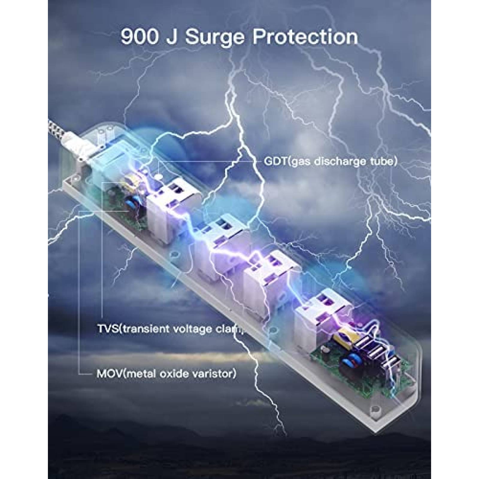 Multicontacto One Beat de 8 Entradas y 3 Puertos USB -Blanco