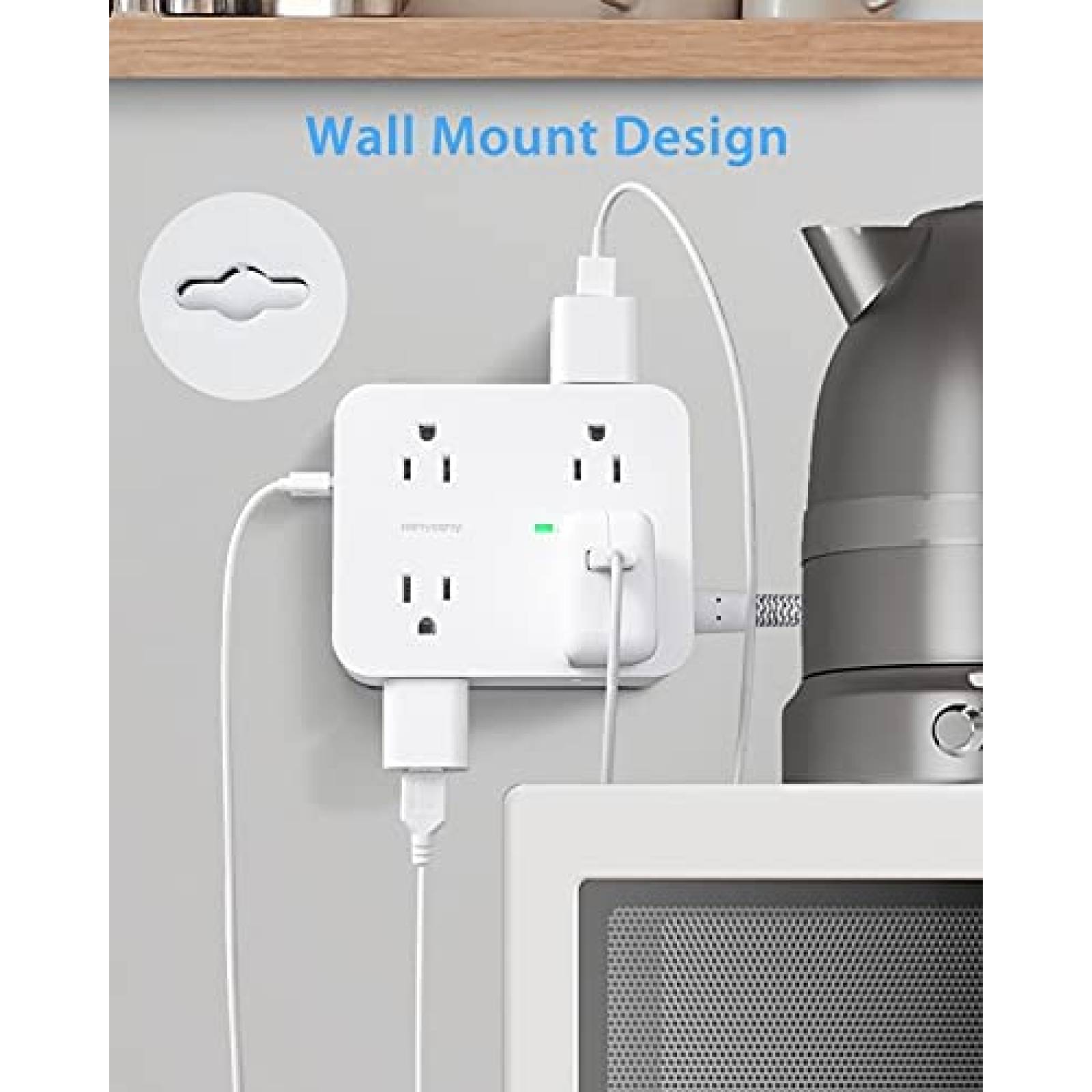Multicontacto HANYCONY 8 Entradas y 4 Puertos USB -Blanco
