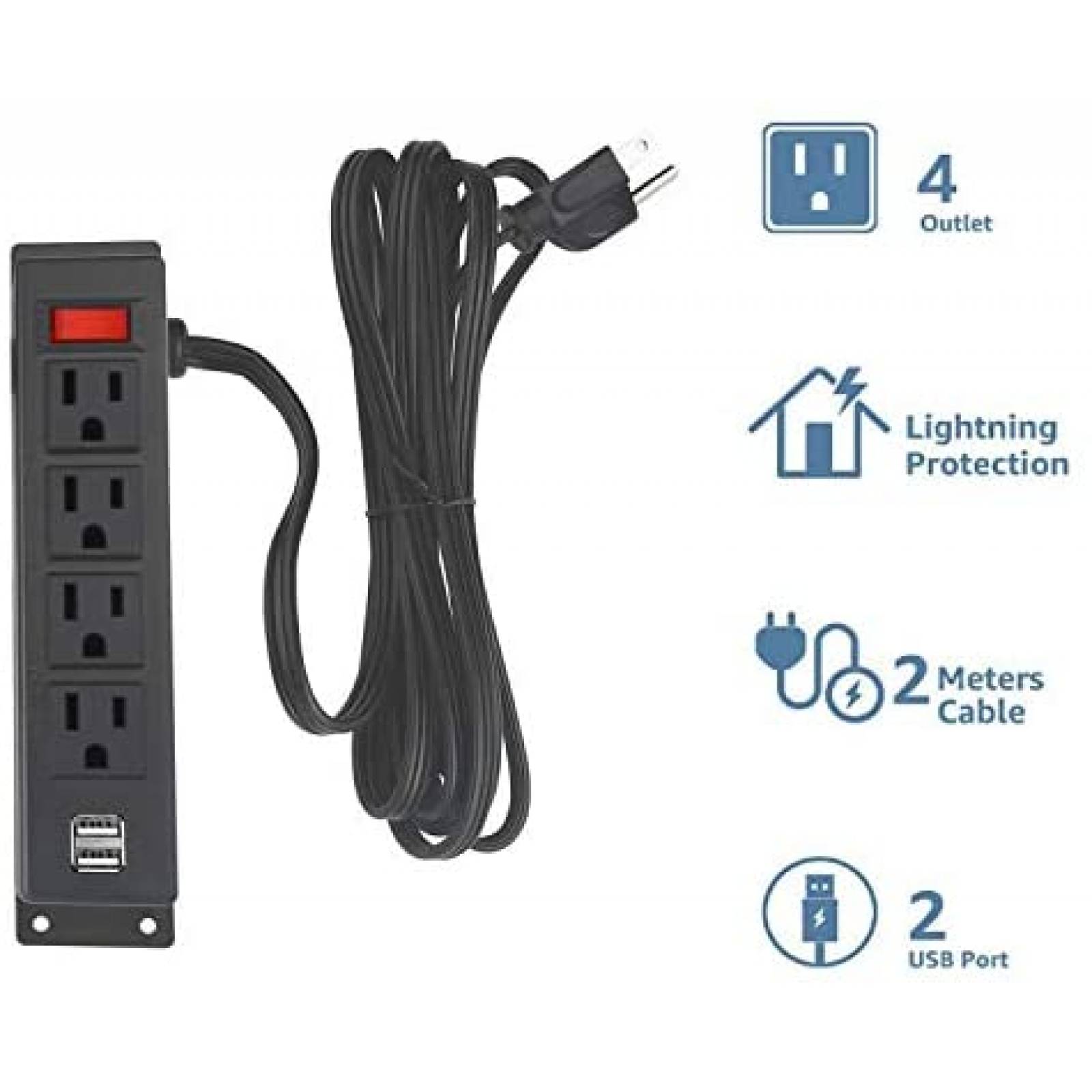 Extension conexiones alambricas HHXH con 4 enchufes -Negro