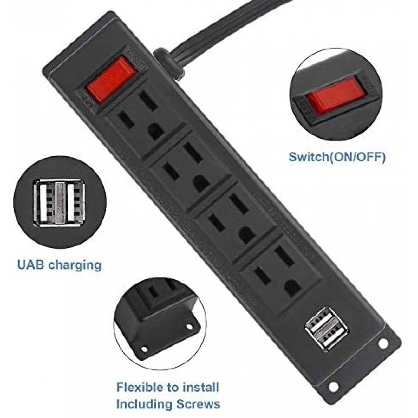 Extension conexiones alambricas HHXH con 4 enchufes -Negro