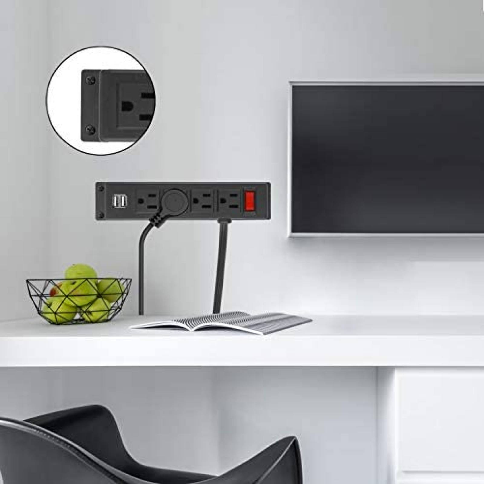 Extension conexiones alambricas HHXH con 4 enchufes -Negro