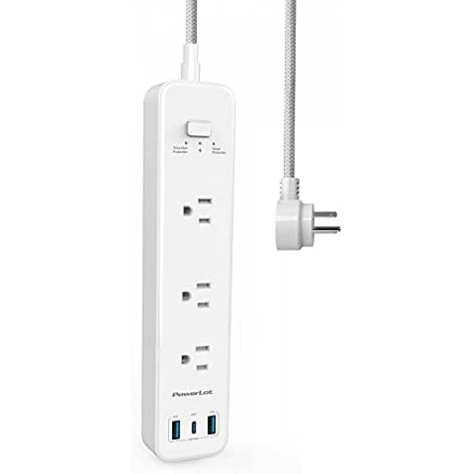 Multicontacto PowerLot 3 Entradas y 3 Puertos USB -Blanco