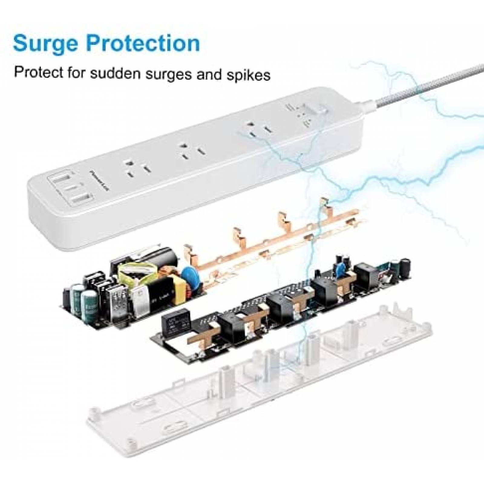 Multicontacto PowerLot 3 Entradas y 3 Puertos USB -Blanco