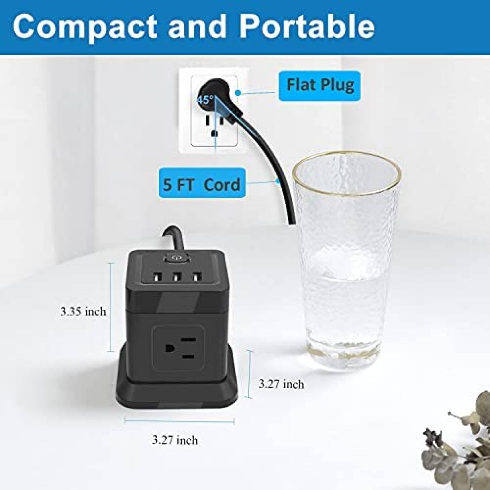 Multicontactos FDTek con 4 Entradas AC y 3 USB -Negro