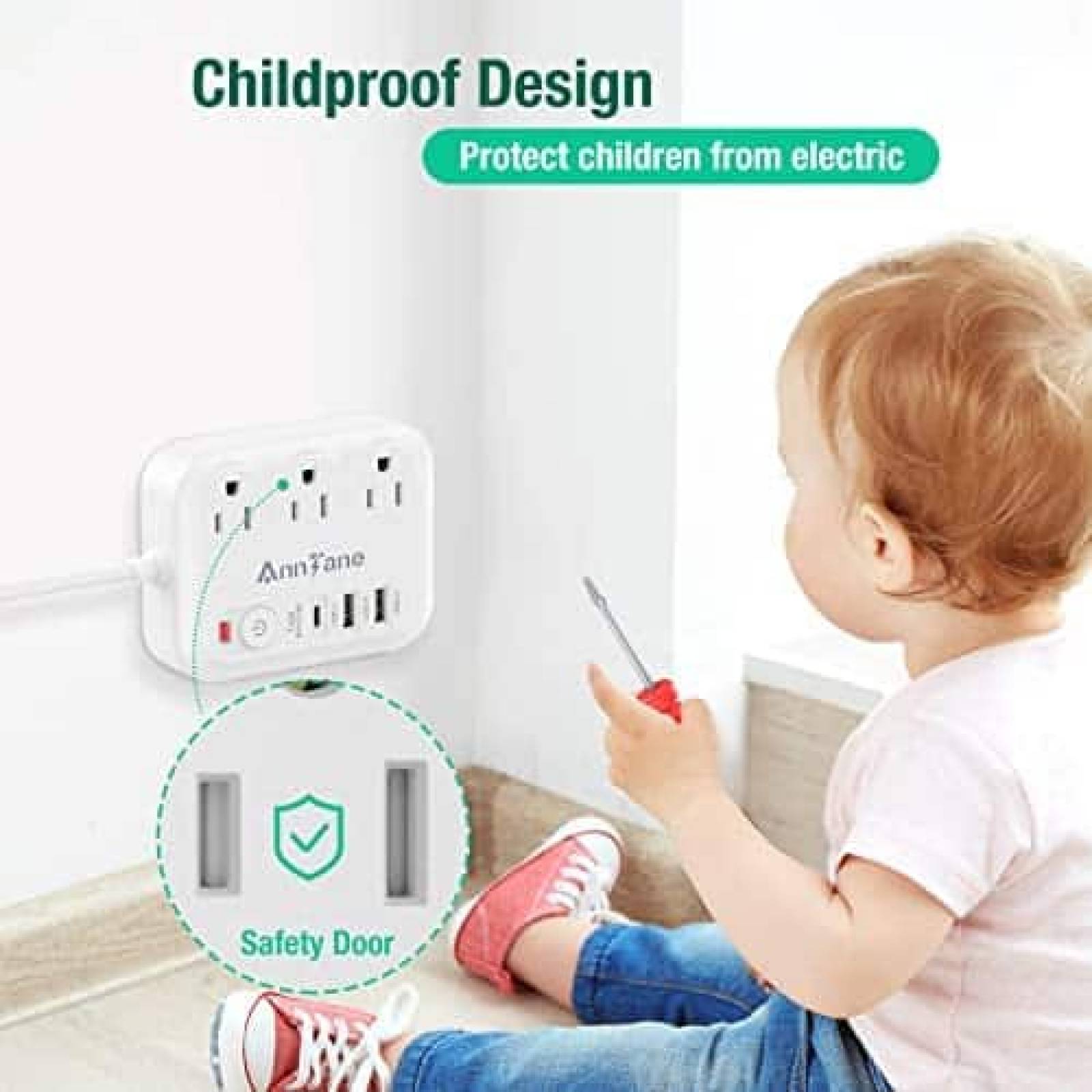 Tira de Alimentacion AnnTane 3 Salidas y 3 Puertos USB