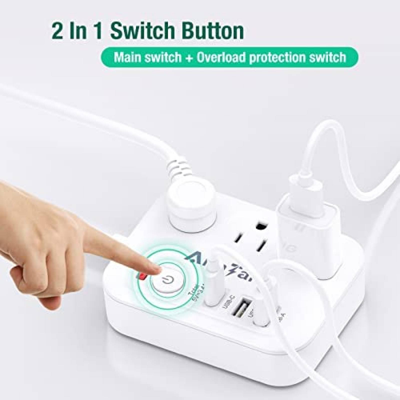 Tira de Alimentacion AnnTane 3 Salidas y 3 Puertos USB