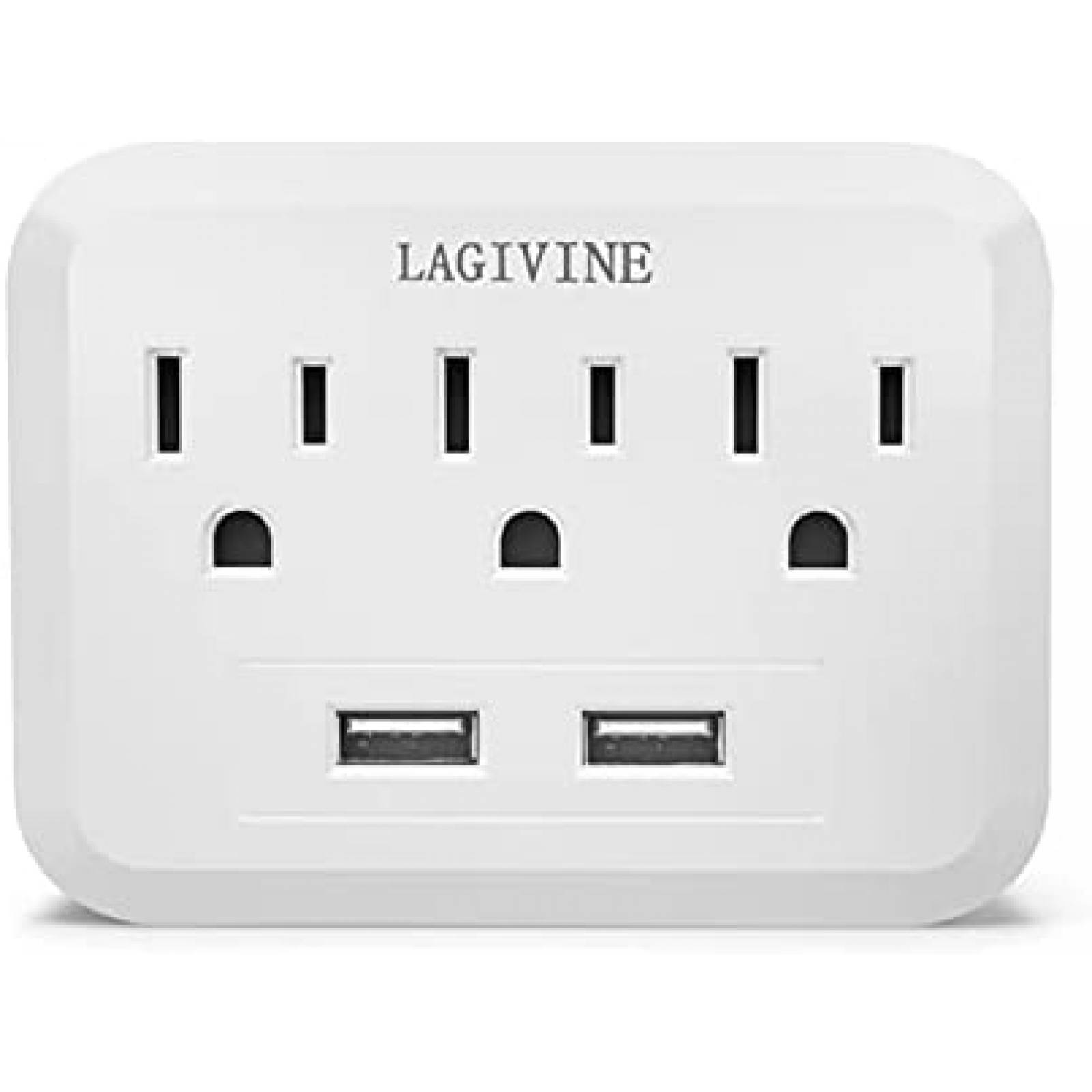 Extensor Toma de Corriente LAGIVINE 2 Puertos USB -Blanco
