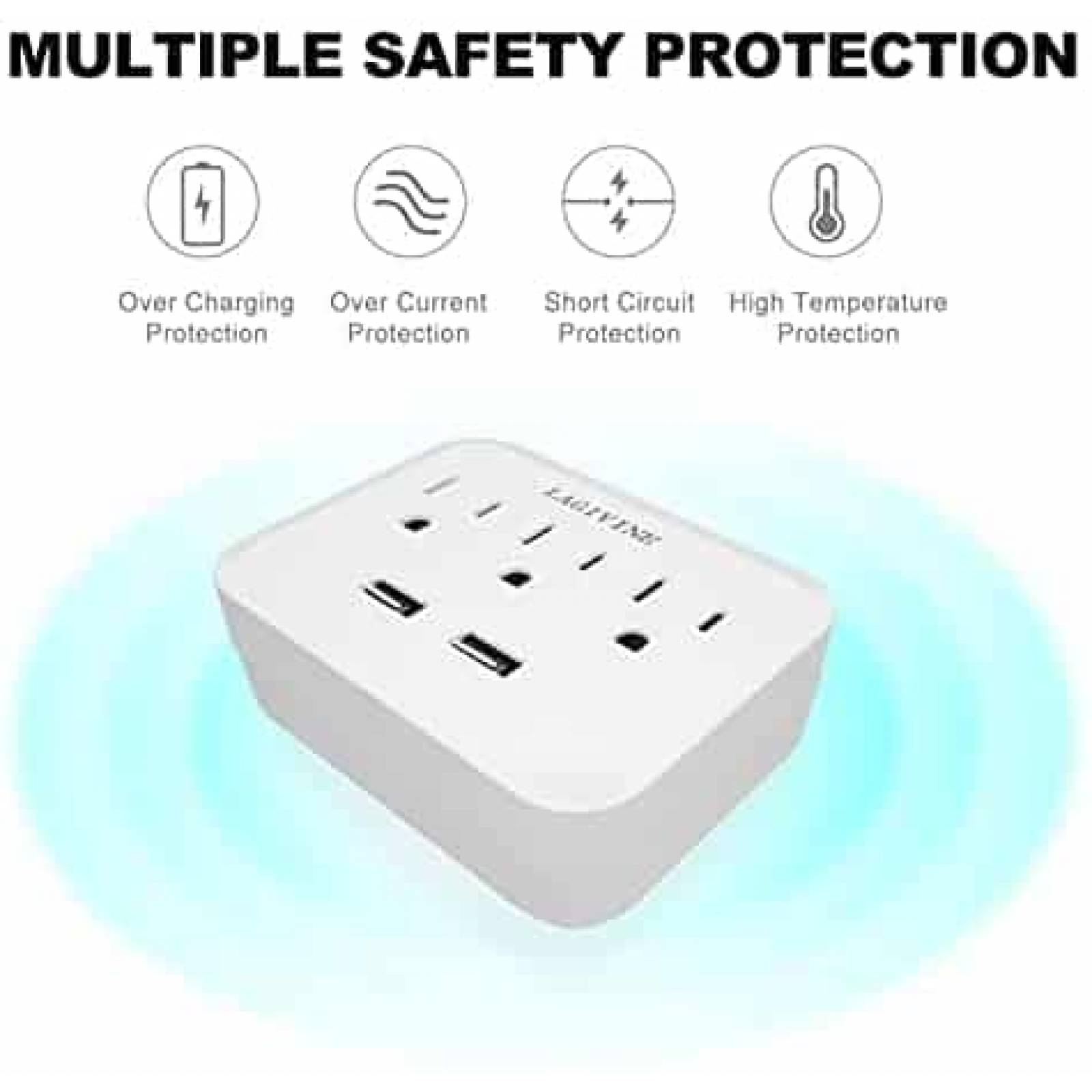 Extensor Toma de Corriente LAGIVINE 2 Puertos USB -Blanco