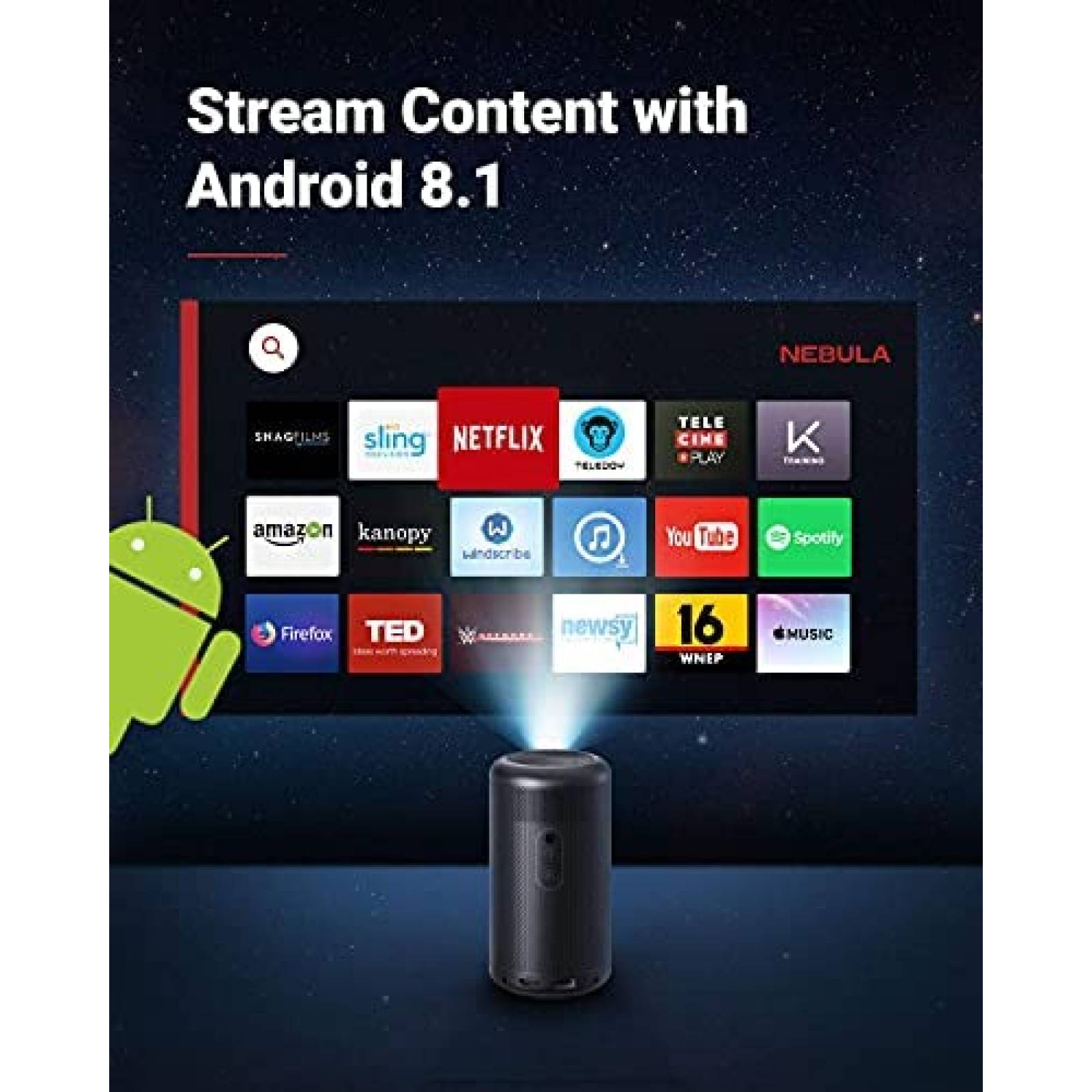 Mini Proyector Portatil Nebula Soporte de Escritorio -Negro