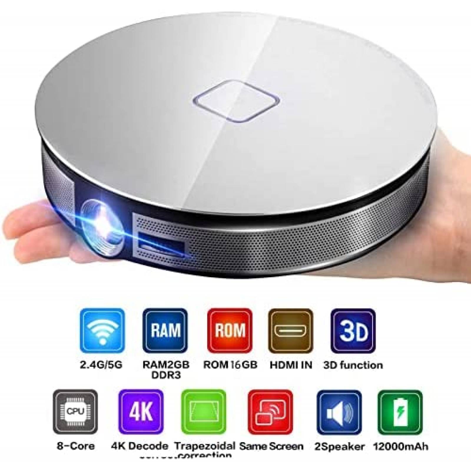 Mini Proyector ciciglow HD 4K Control Remoto -Blanco