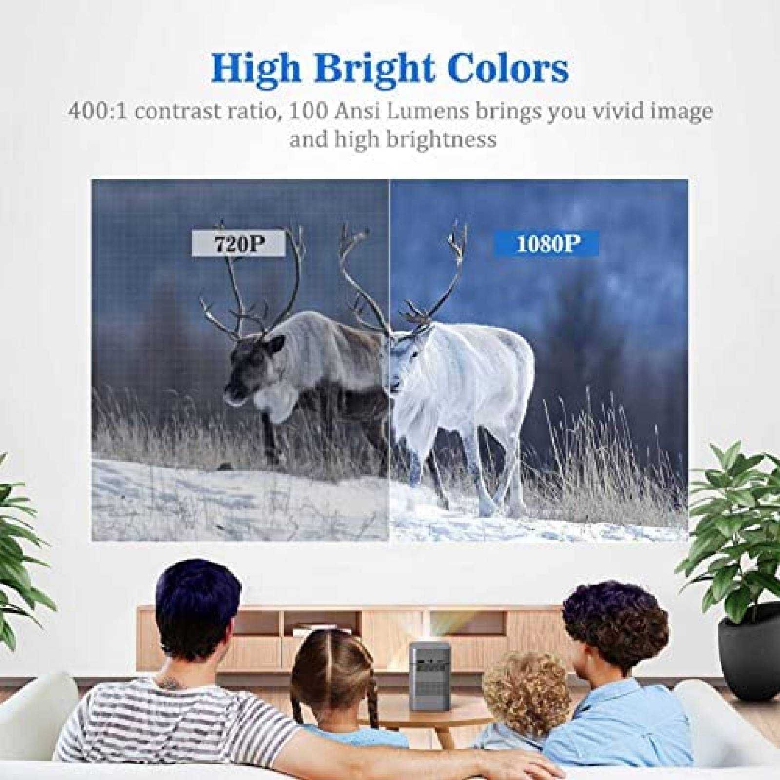 Mini Proyector Yoidesu DLP WiFi 1080p HD HDMI USB -Gris