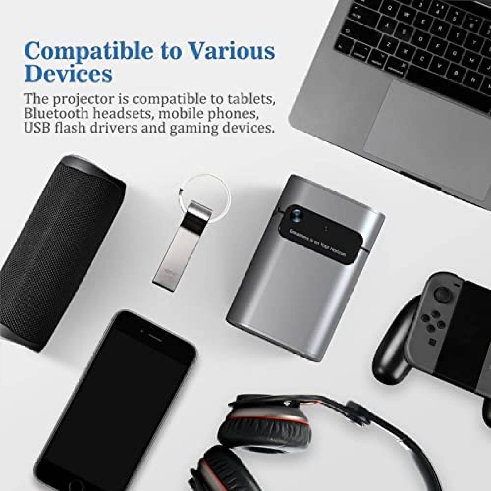 Mini Proyector Yoidesu DLP WiFi 1080p HD HDMI USB -Gris