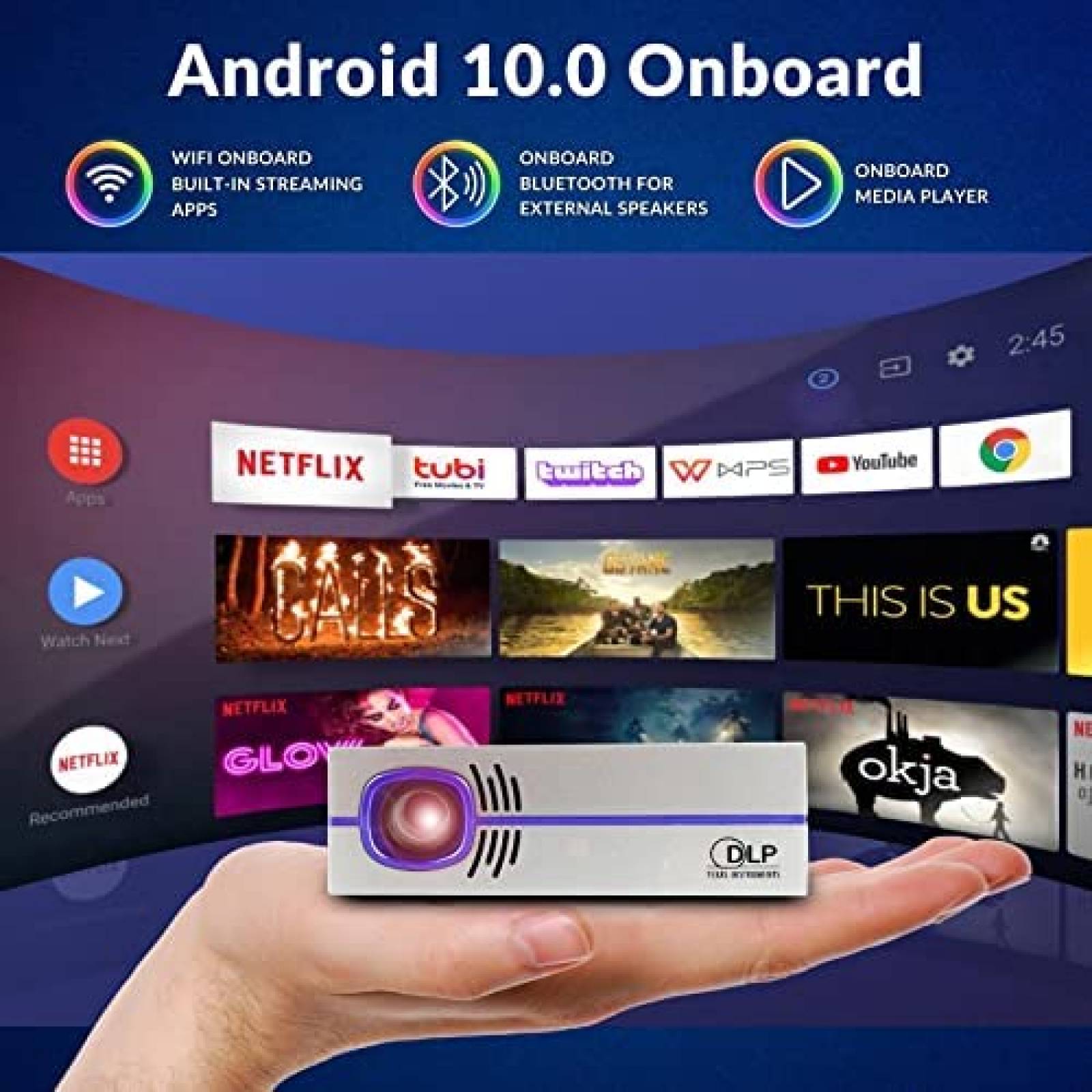 Proyector AAXA Technologies P8 Mini WiFi USB C HDMI 1080P