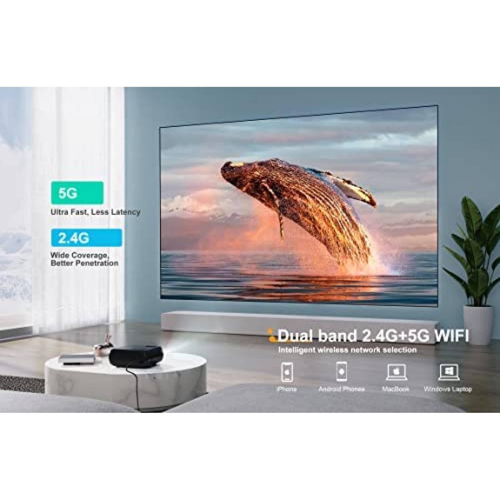 Mini Proyector Portatil Jimveo Bluetooth 1080P Full HD