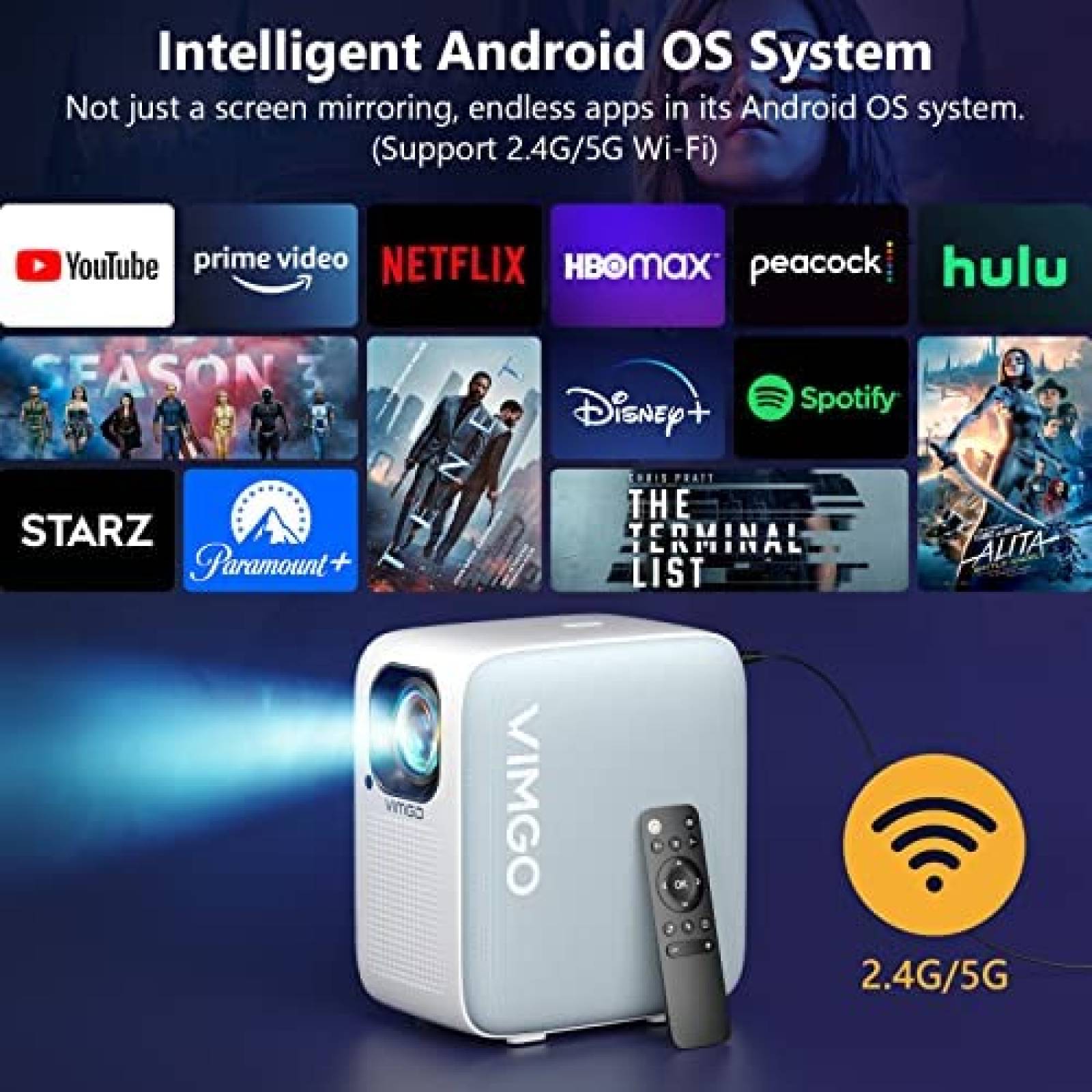 Proyector VIMGO P10 WiFi Portatil 1080P 4K -Blanco