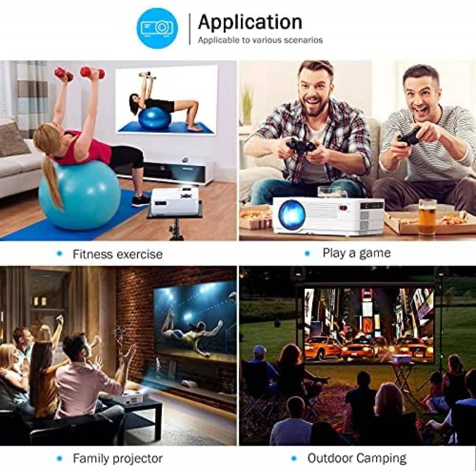 Mini Proyector Portatil Dxyiitoo Bluetooth 1080P Full HD