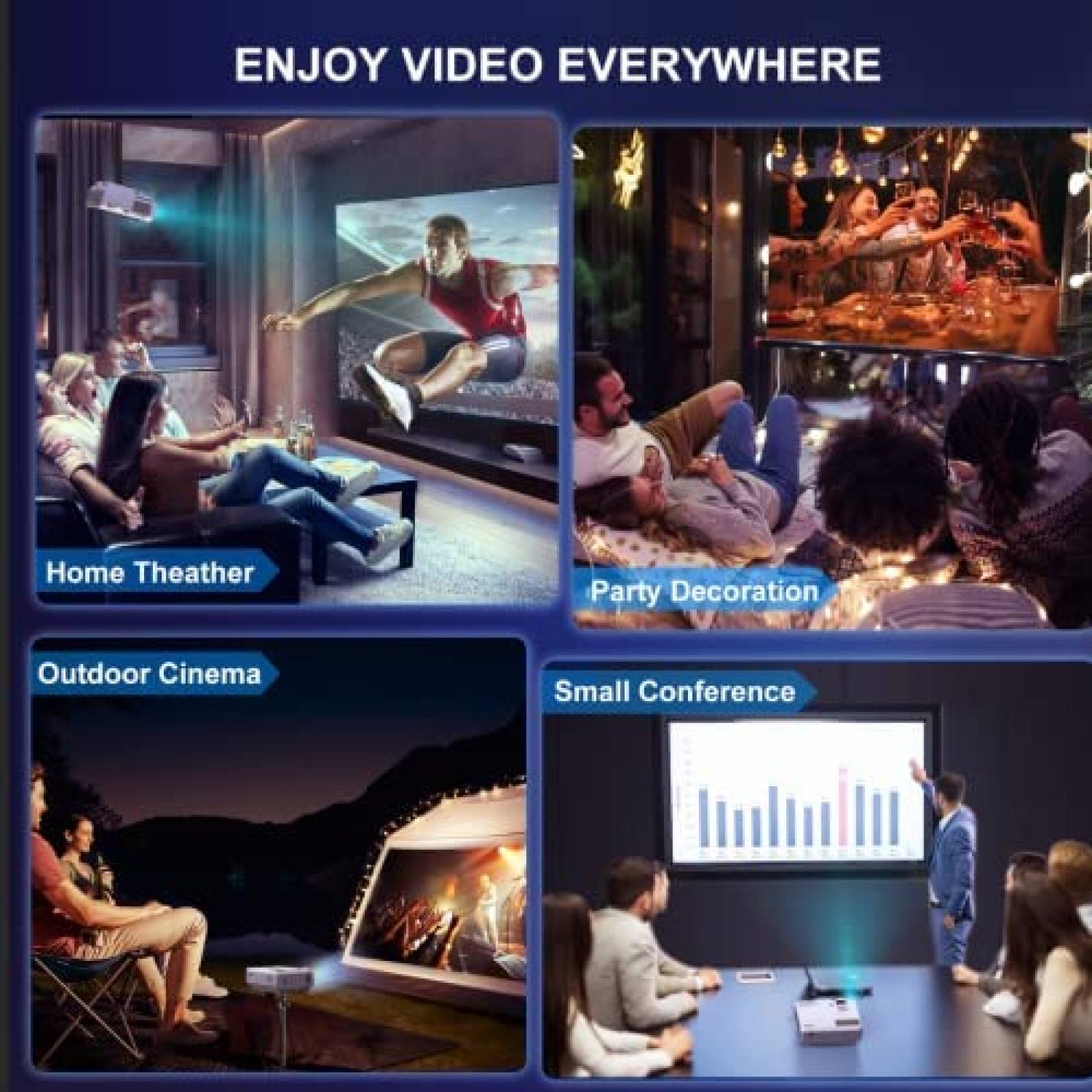 Proyector Wifi FUDONI SPARE P1 4K 1080P 9500L -Blanco