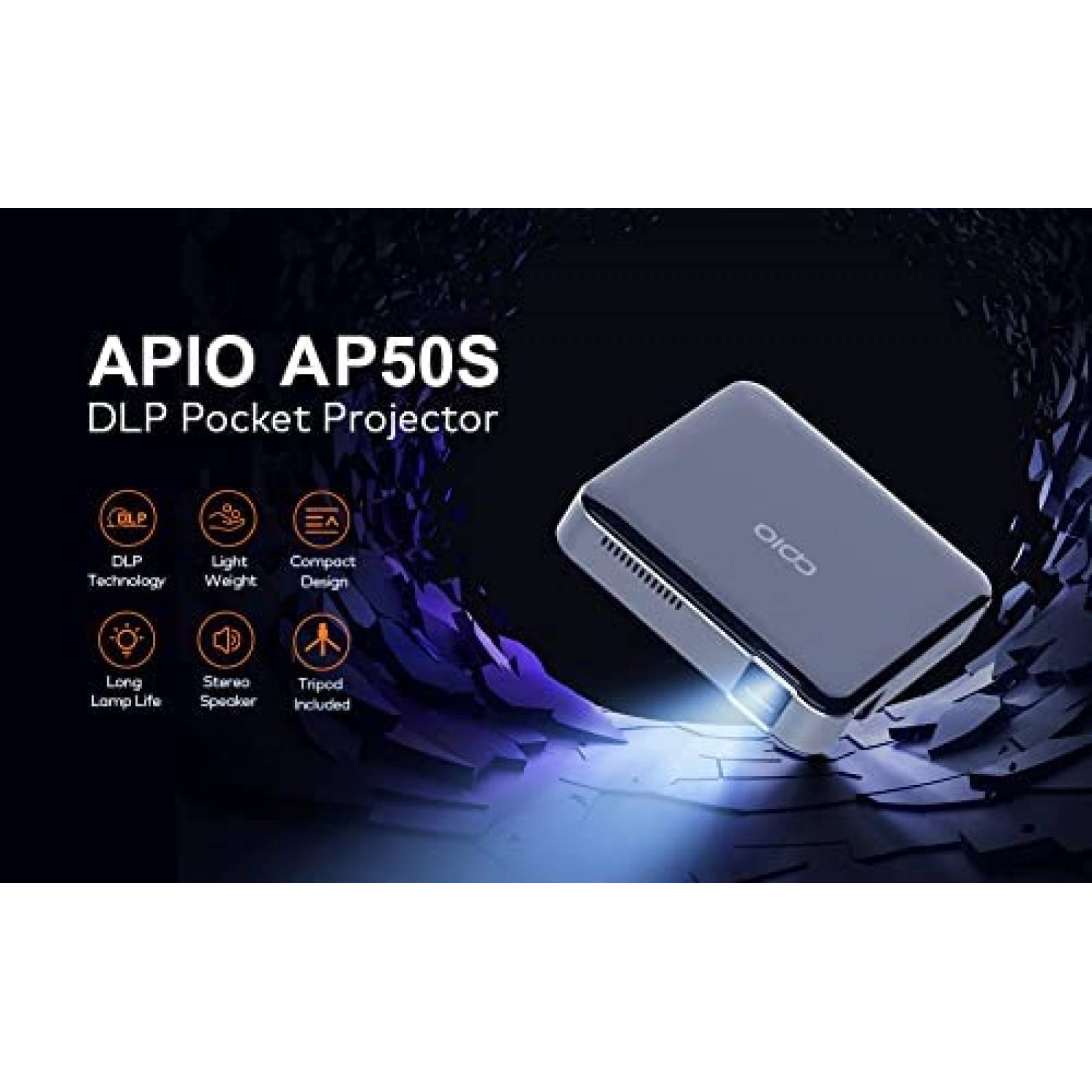 Mini Proyector APIO AP50S DLP 100'' HDMI USB-A -Negro