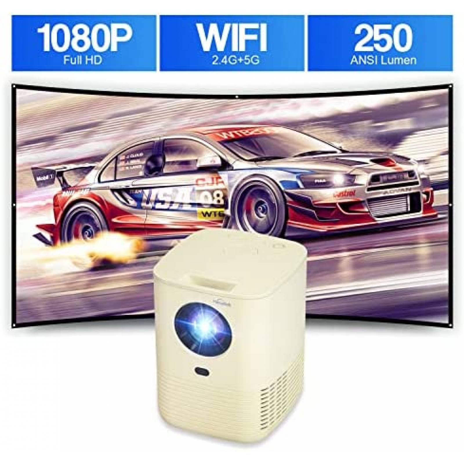 Mini Proyector Portatil Hasatek Bluetooth 1080P Full HD