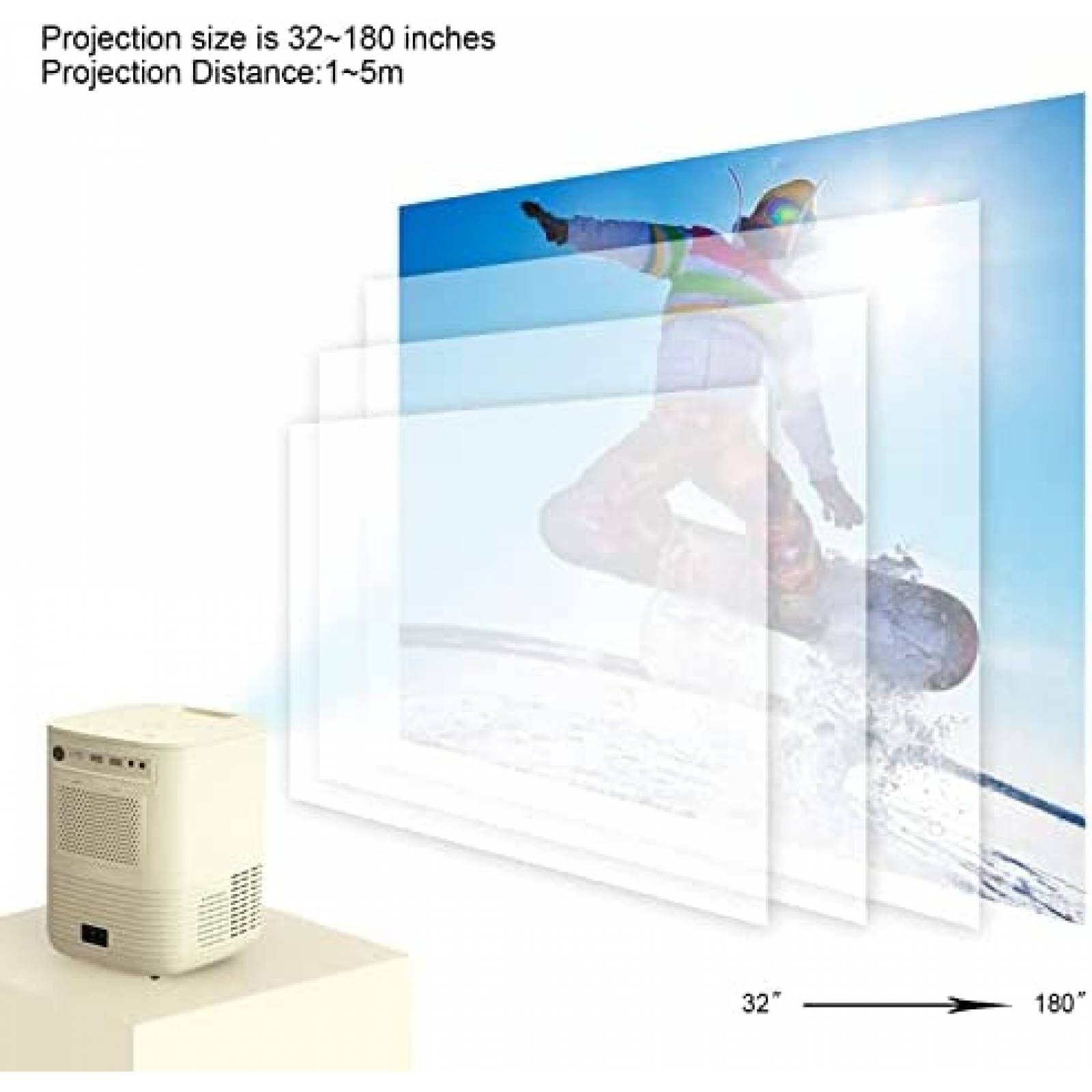 Mini Proyector Portatil Hasatek Bluetooth 1080P Full HD