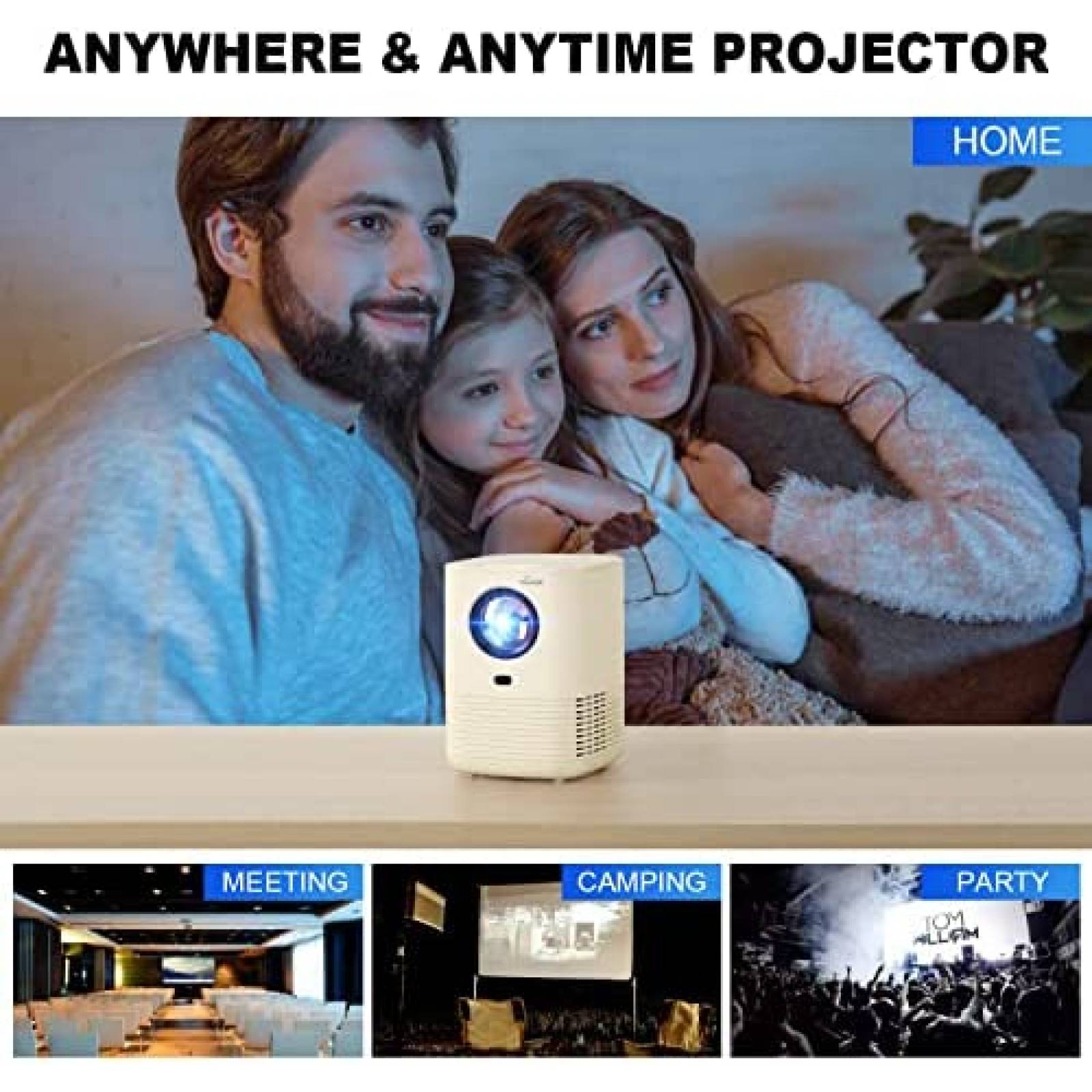 Mini Proyector Portatil Hasatek Bluetooth 1080P Full HD