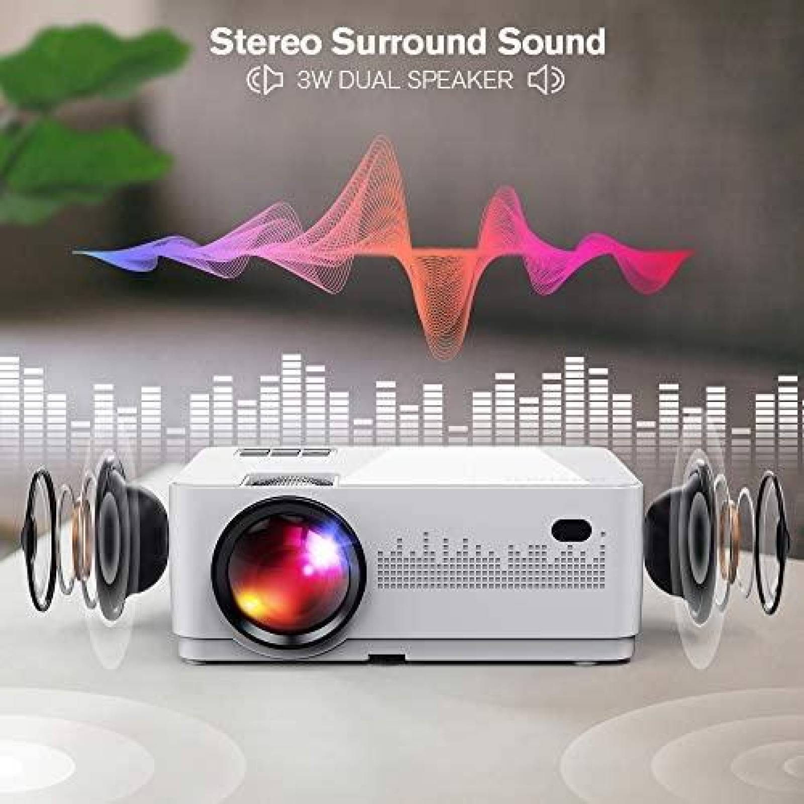 Proyector DBPOWER Mini Montable de 6000 Lumenes -Blanco