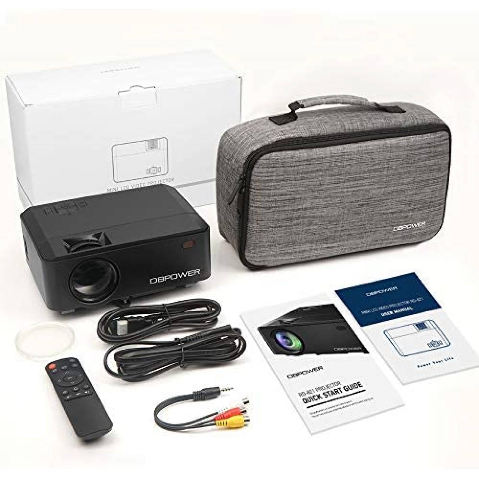 Mini proyector DBPOWER 7000L 1080P con funda -Negro