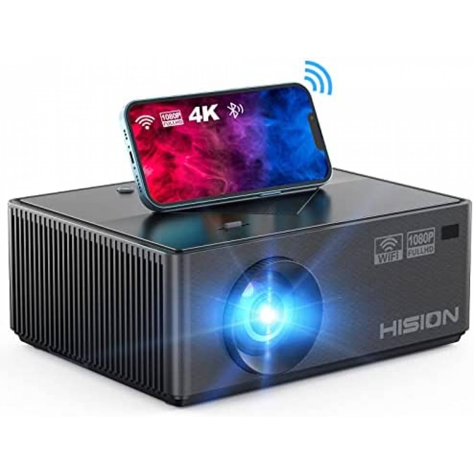 Proyector HISION 1080P 4K WiFi Bluetooth LED USB -Gris
