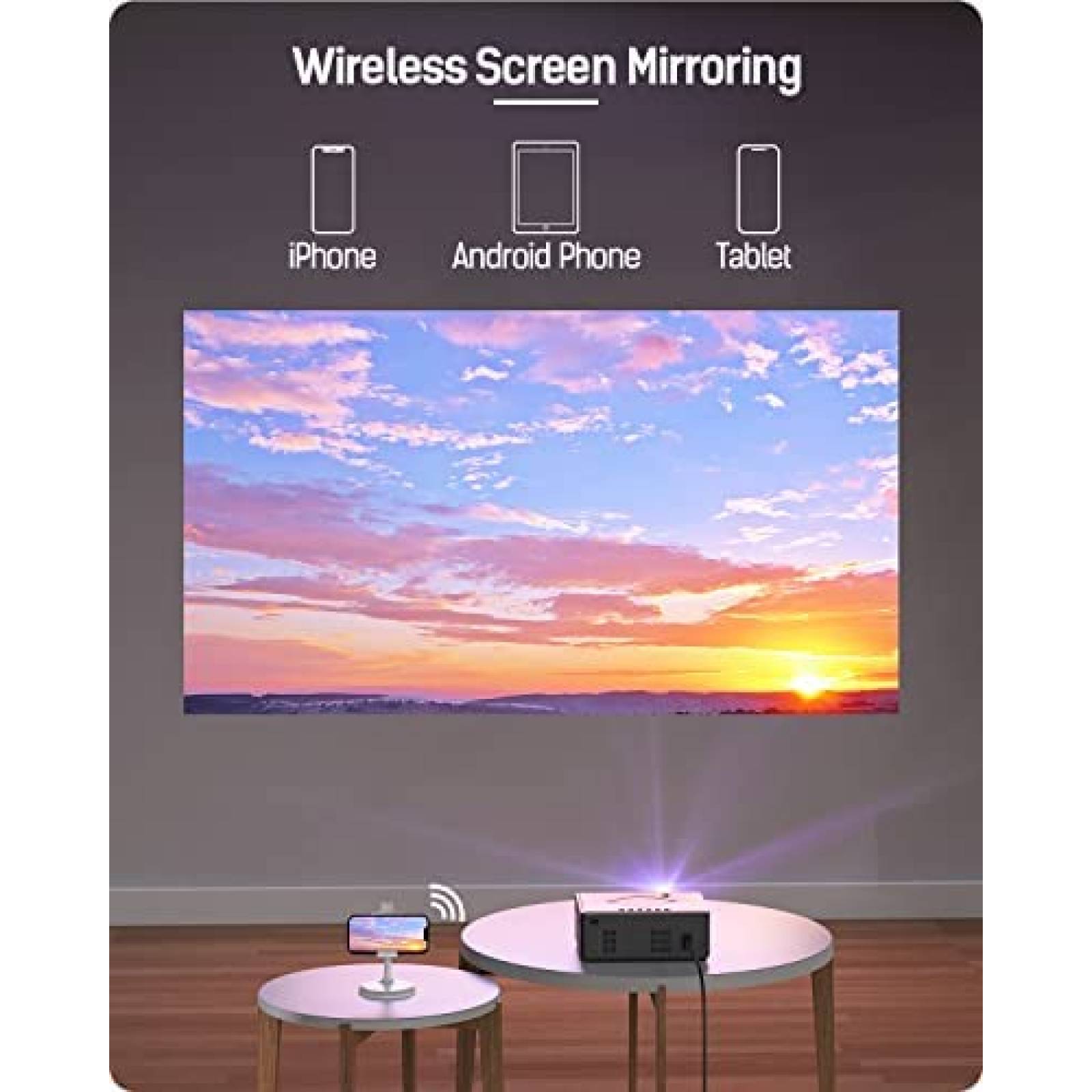 Proyector HISION 1080P 4K WiFi Bluetooth LED USB -Gris
