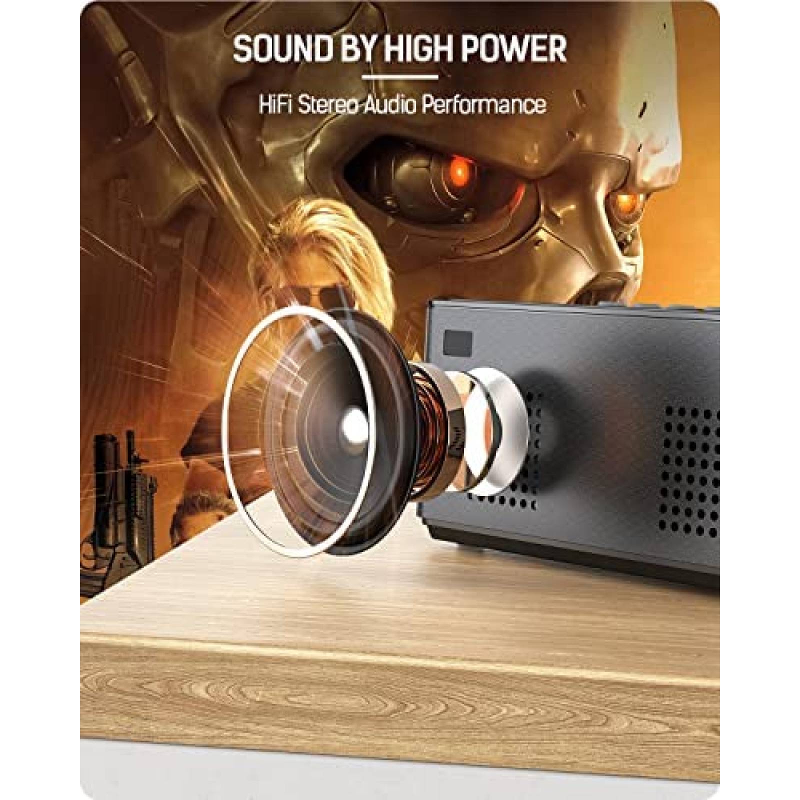 Proyector HISION 1080P 4K WiFi Bluetooth LED USB -Gris
