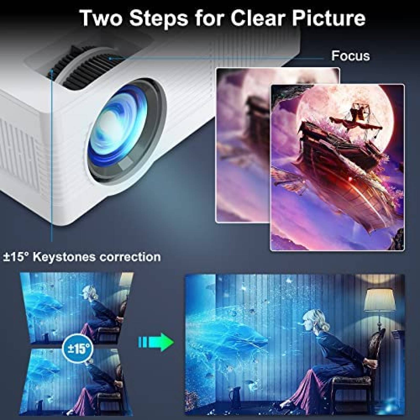 Mini Proyector COMAOGO de 100'' 9500 Lumens -Blanco