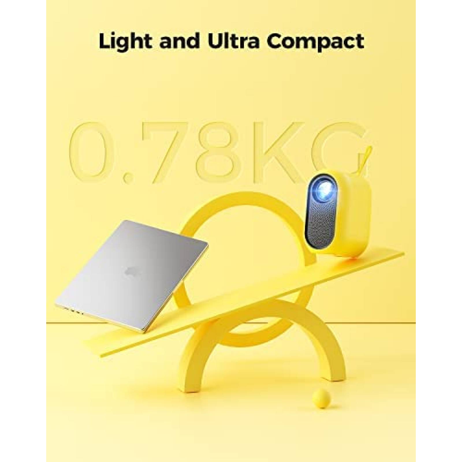 Proyector Pokitter Mini 1080P HDMI VGA USB AV -Amarillo