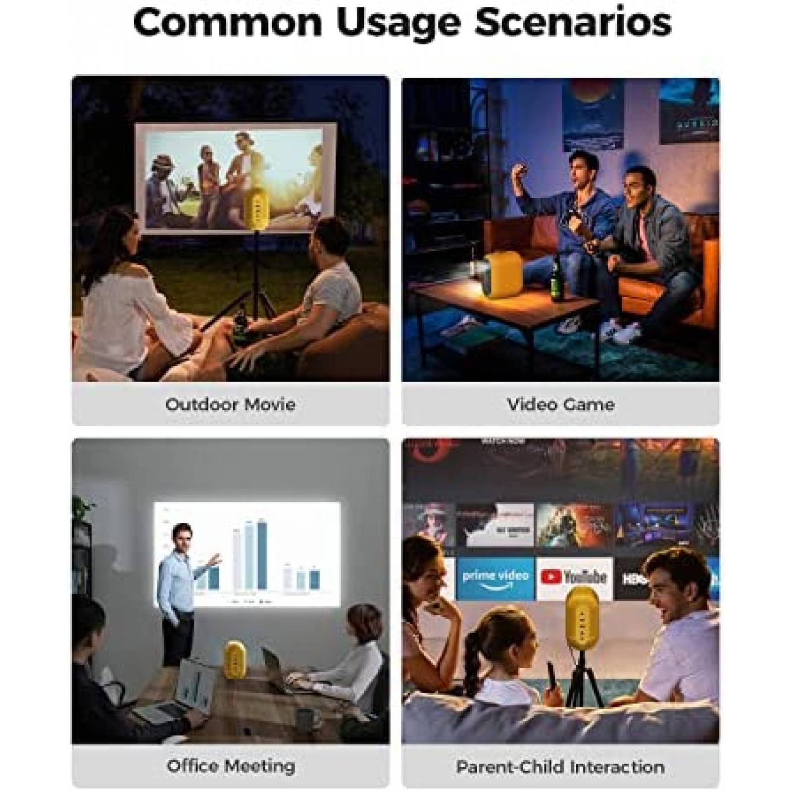 Proyector Pokitter Mini 1080P HDMI VGA USB AV -Amarillo