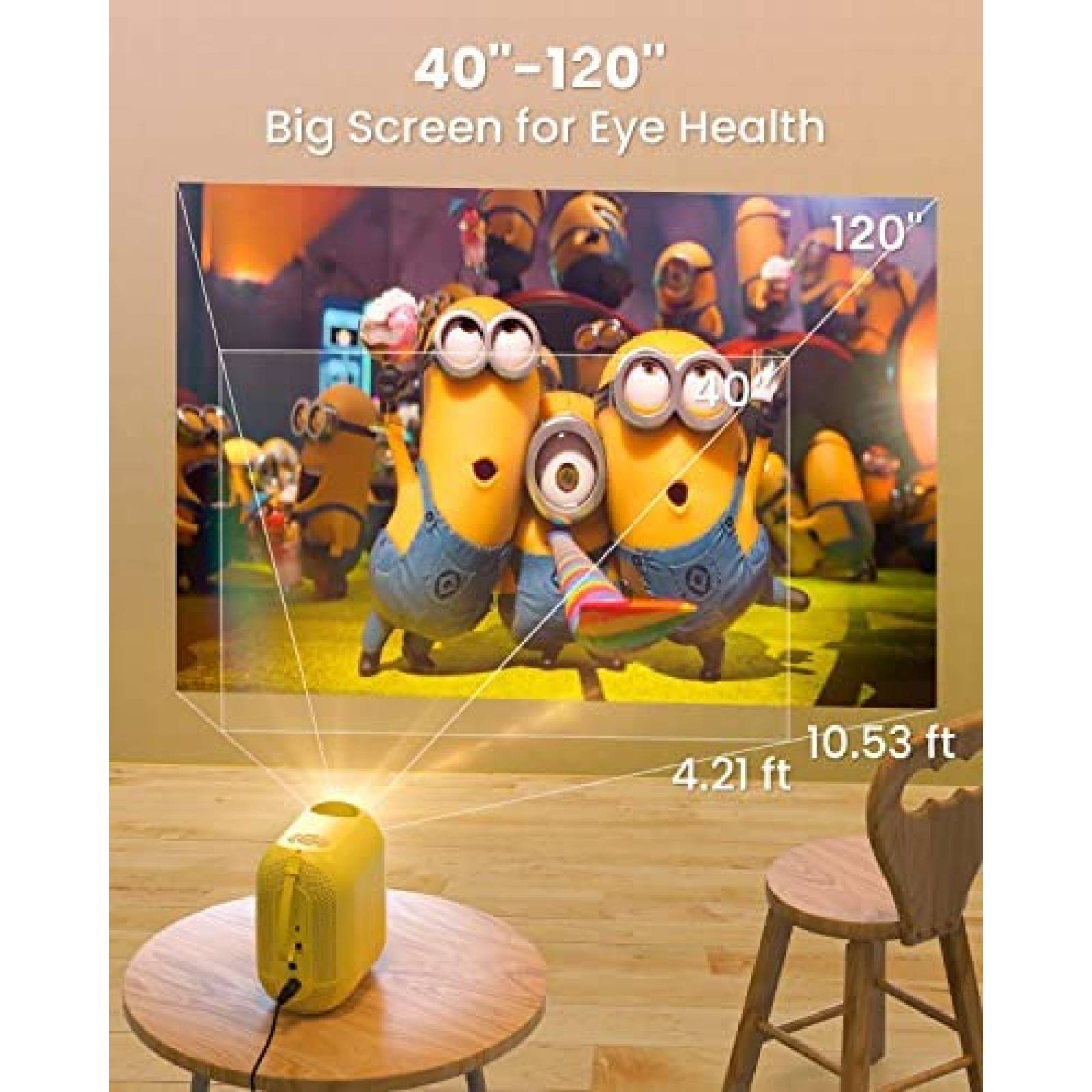 Proyector Pokitter Mini 1080P HDMI VGA USB AV -Amarillo