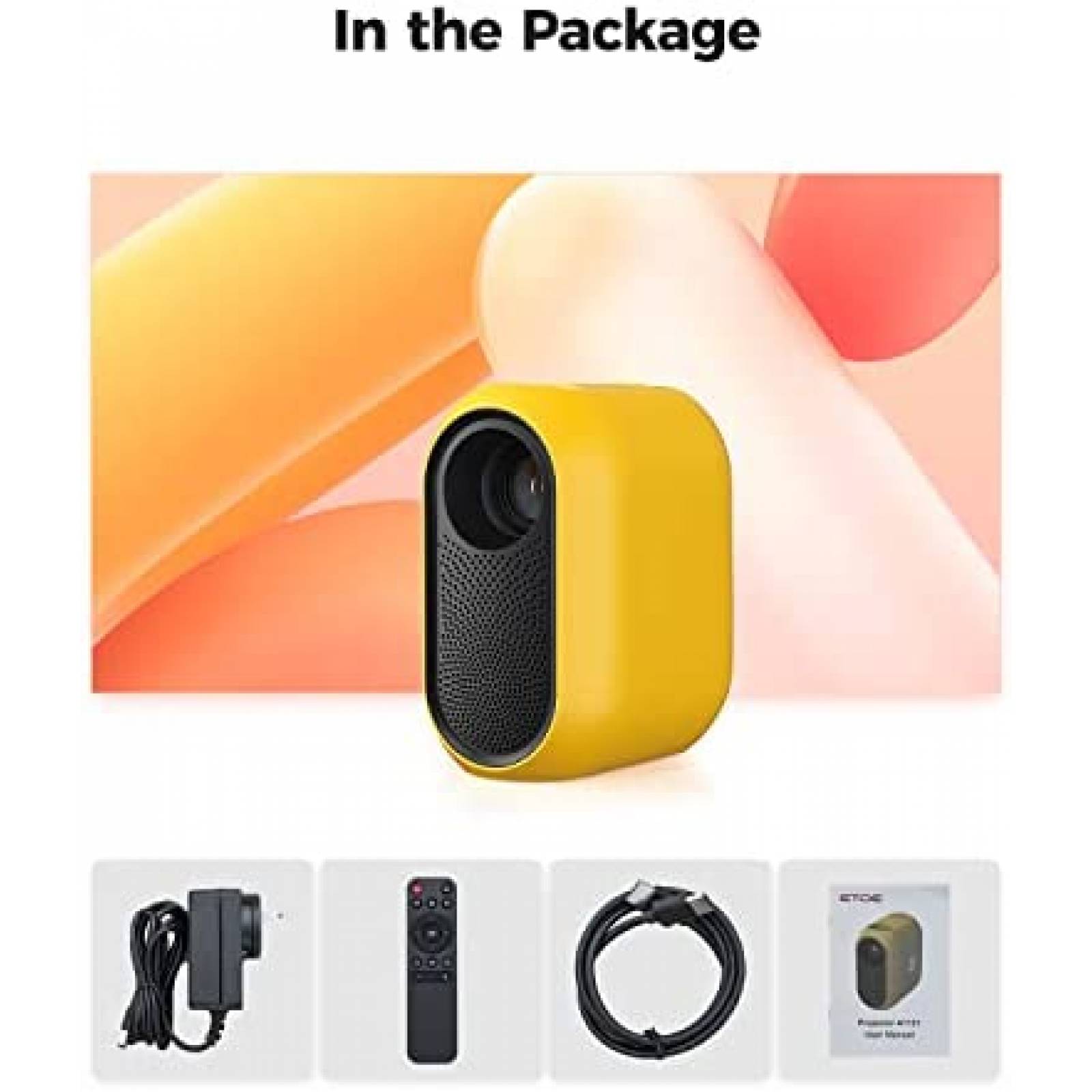 Proyector Pokitter Mini 1080P HDMI VGA USB AV -Amarillo