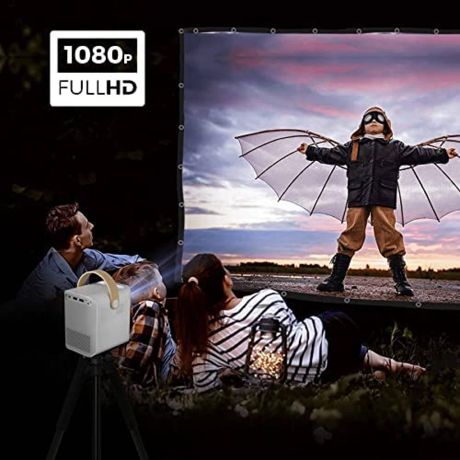Mini Proyector Viewmax Full HD 1080P Portatil optico -Blanco