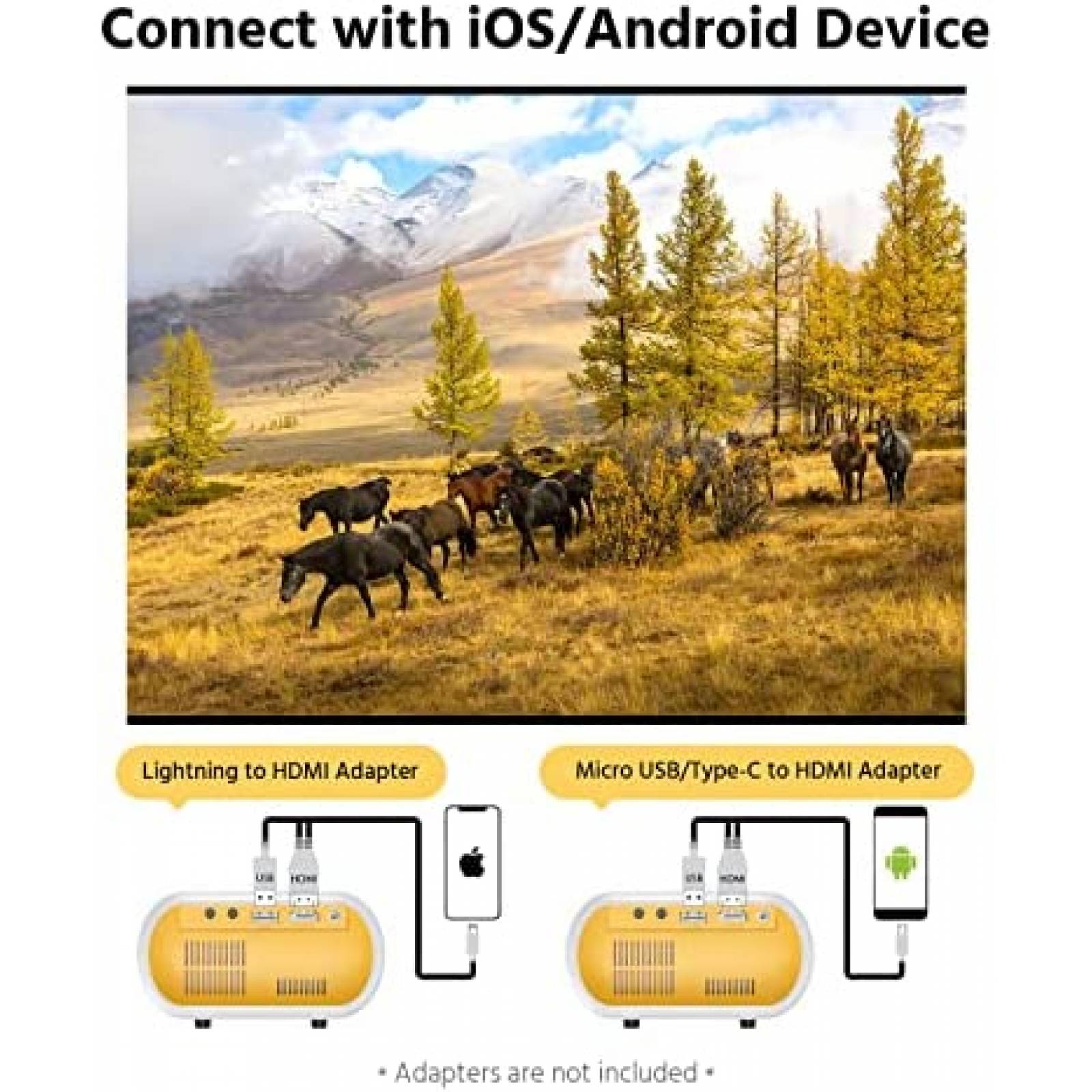 Proyector ARTSEA Mini Portatil FHD 1080P -Amarillo