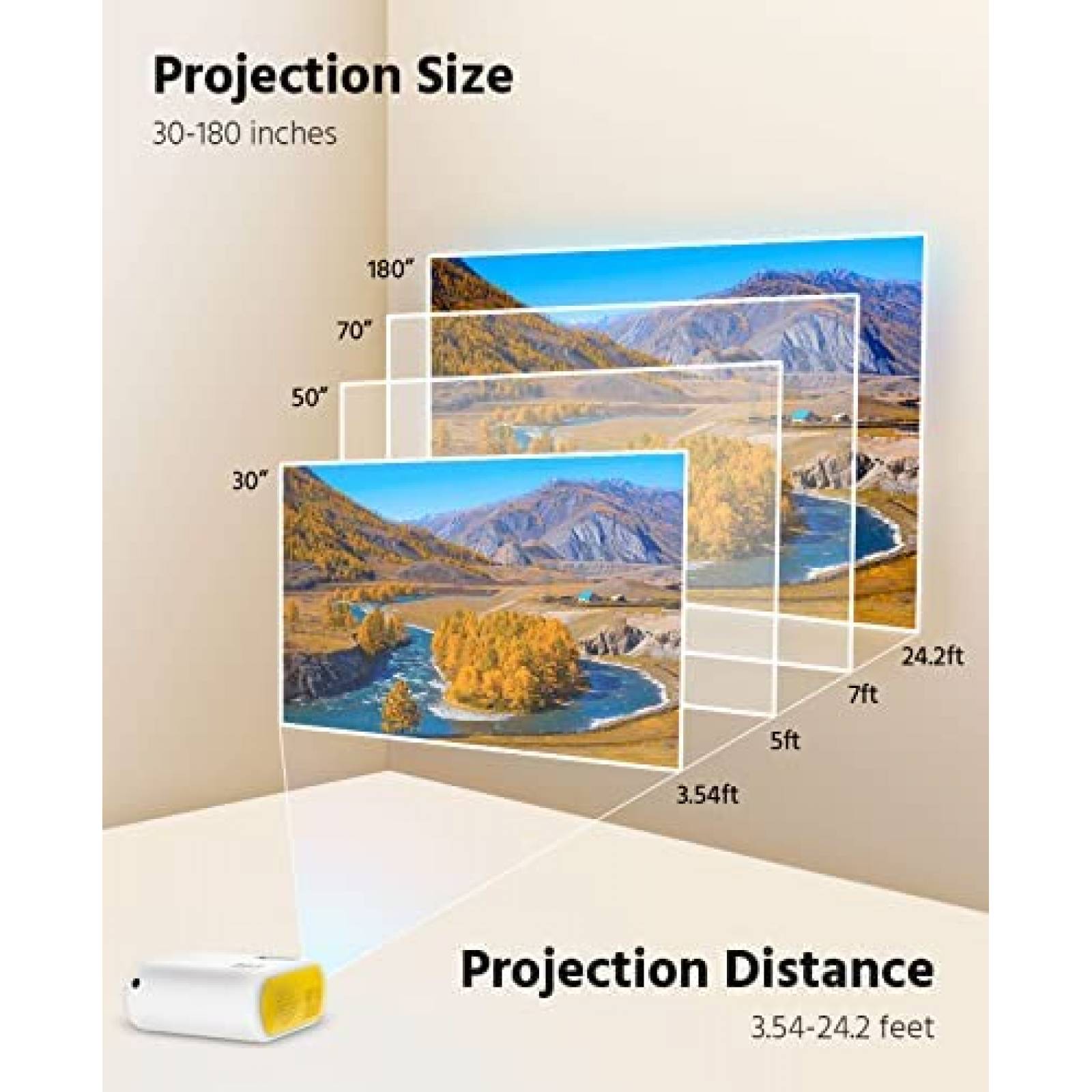 Proyector ARTSEA Mini Portatil FHD 1080P -Amarillo