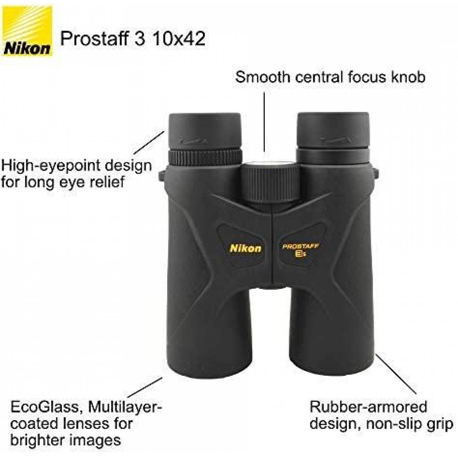 Binoculares Nikon Prostaff 3s 10x42 con kit de limpieza