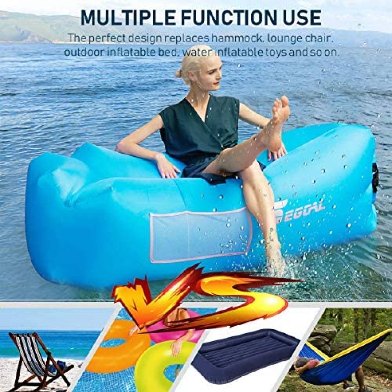 Tumbona Inflable Portatil Segoal 2 Sofas Impermeable Naranja