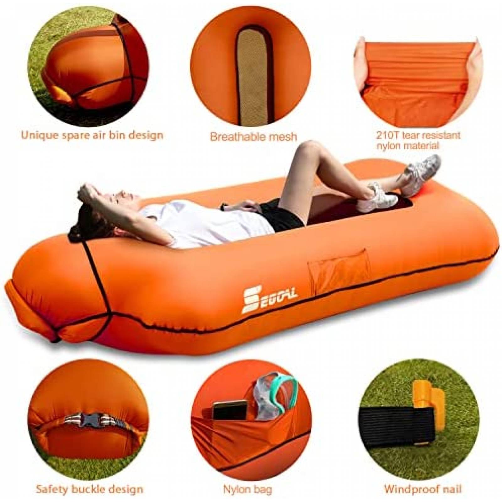 Sofá Inflable Portátil Impermeable - Tumbona Para Playa, Piscina, Camping Y Fiestas | Color Azul