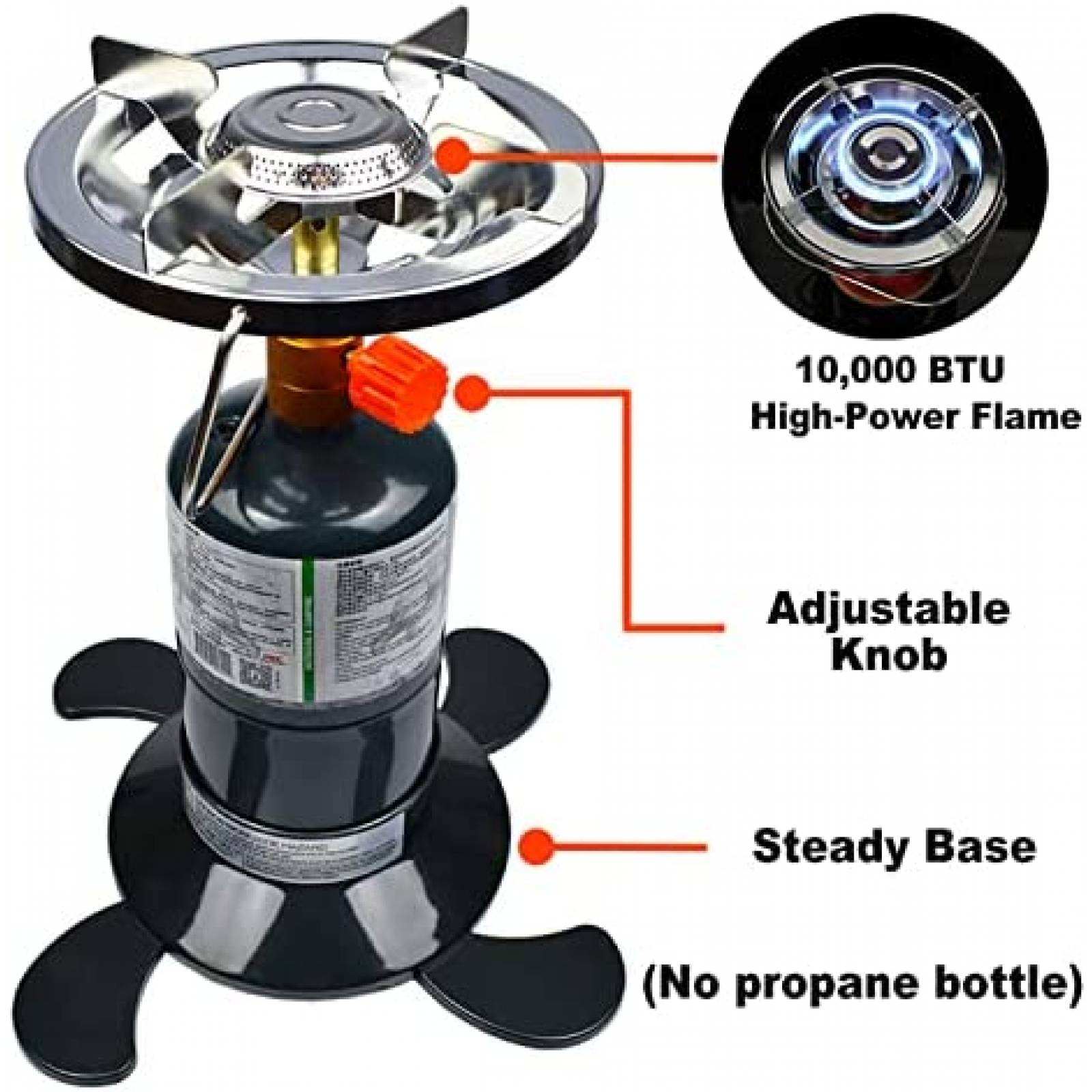 Estufa Portatil para Acampar RANDDER Set 1 de 10K BTU -Negro