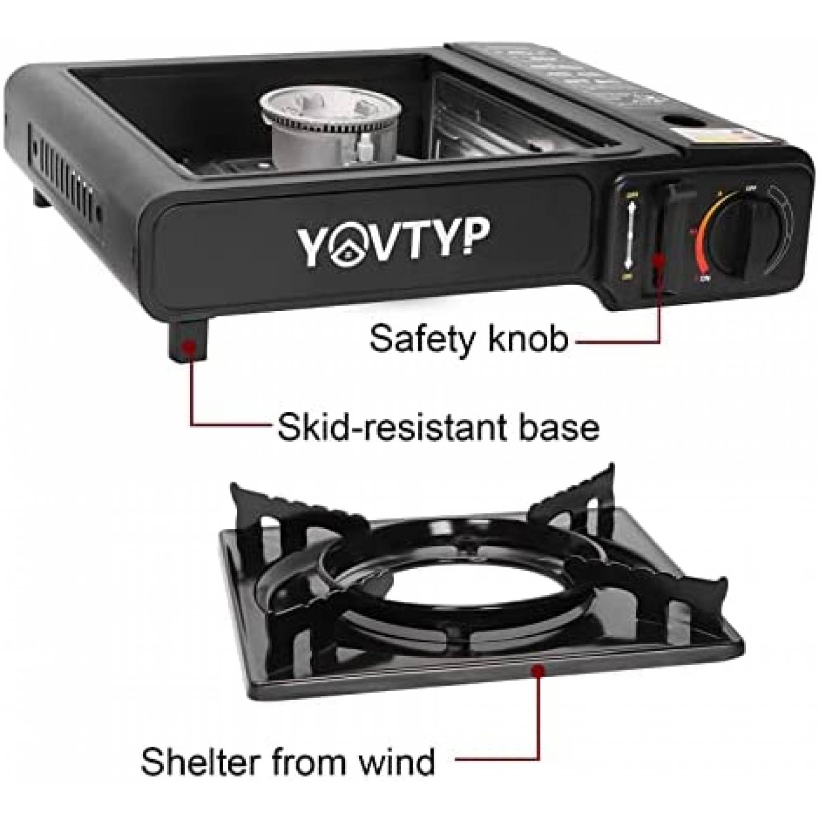 Estufa Portatil para Acampar Youtian de 7200 BTU -Negro