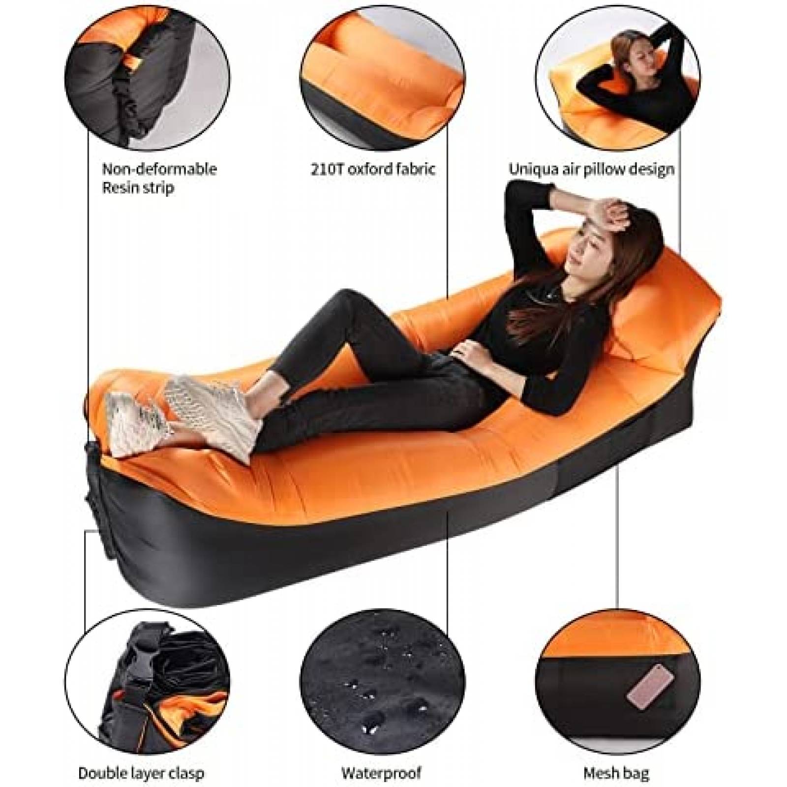 Tumbona Inflable Portatil DOVO Sofa Impermeable -Verde