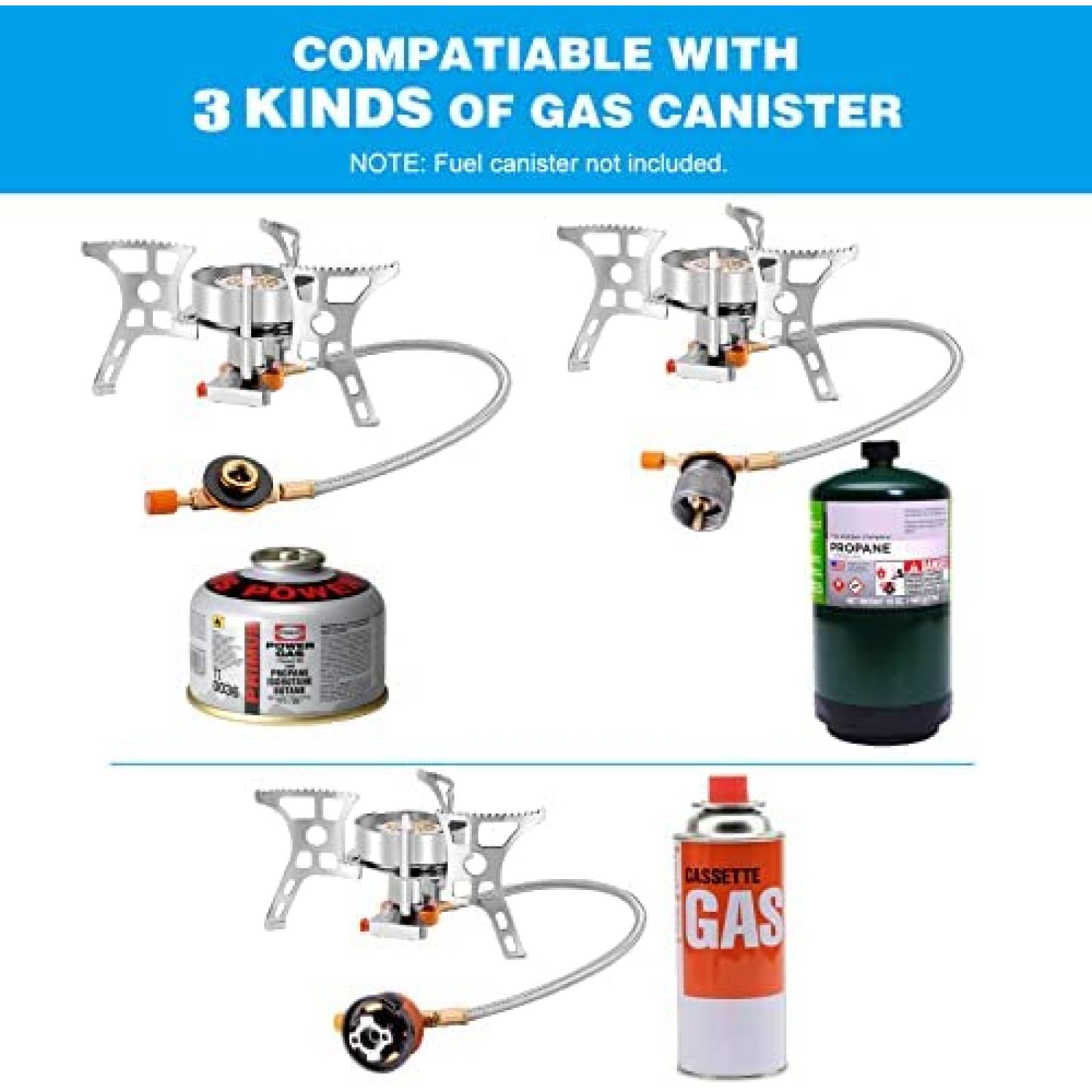 Estufa Portatil para Acampar WADEO para Tanque 1L -Naranja