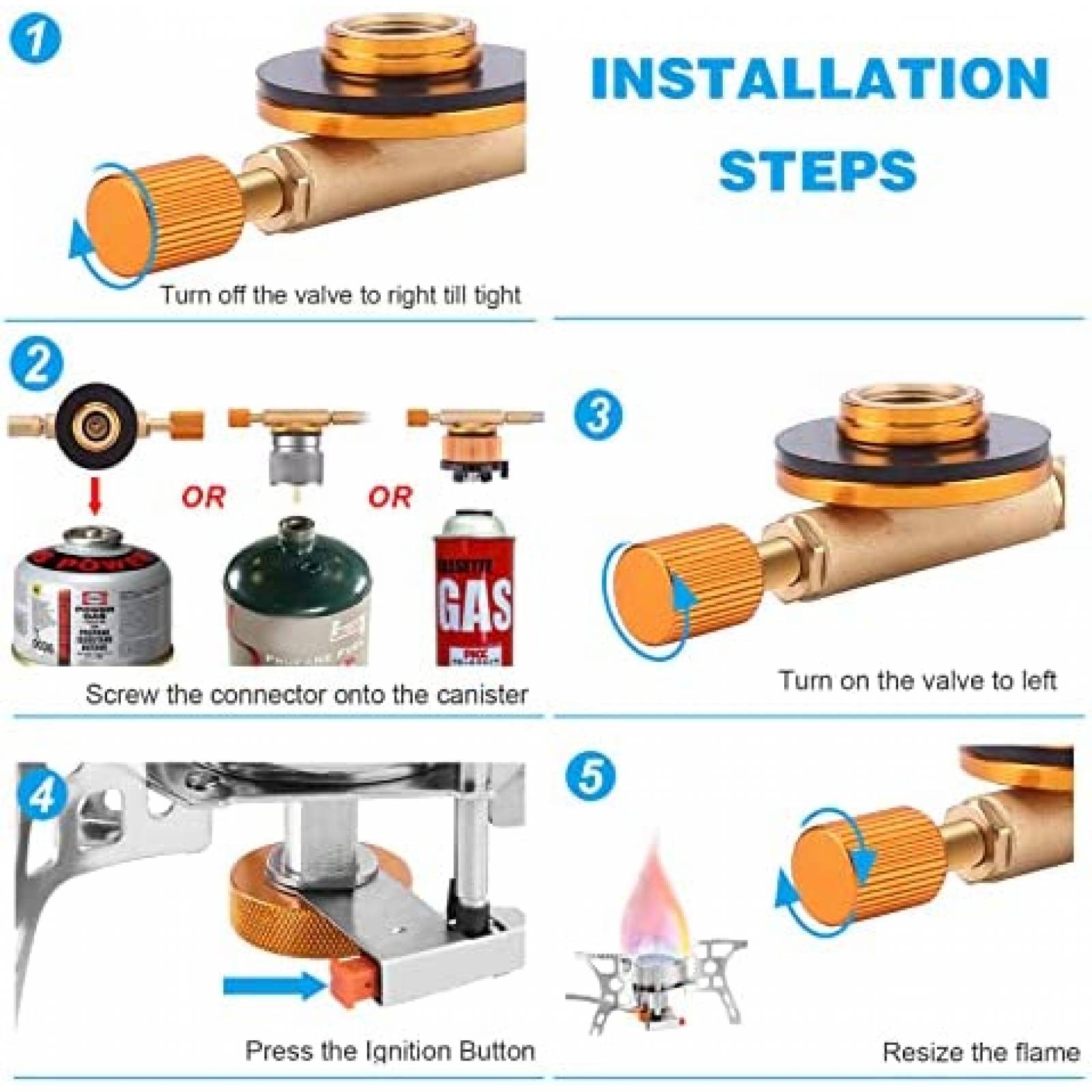 Estufa Portatil para Acampar WADEO para Tanque 1L -Naranja