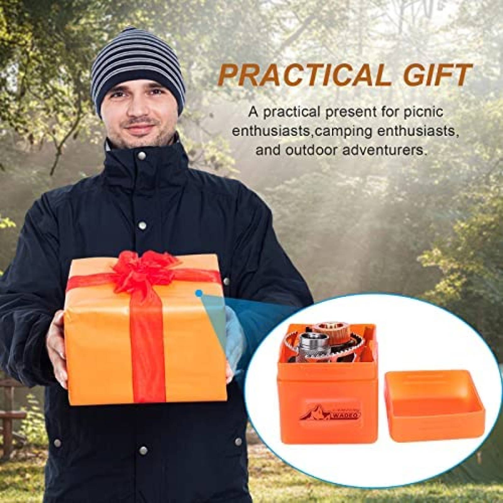 Estufa Portatil para Acampar WADEO para Tanque 1L -Naranja